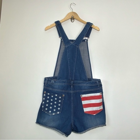 TIPSY Elves Women’s Size XXL Freedom Denim  Overalls/American Flag, 4th of July. - Picture 2 of 6